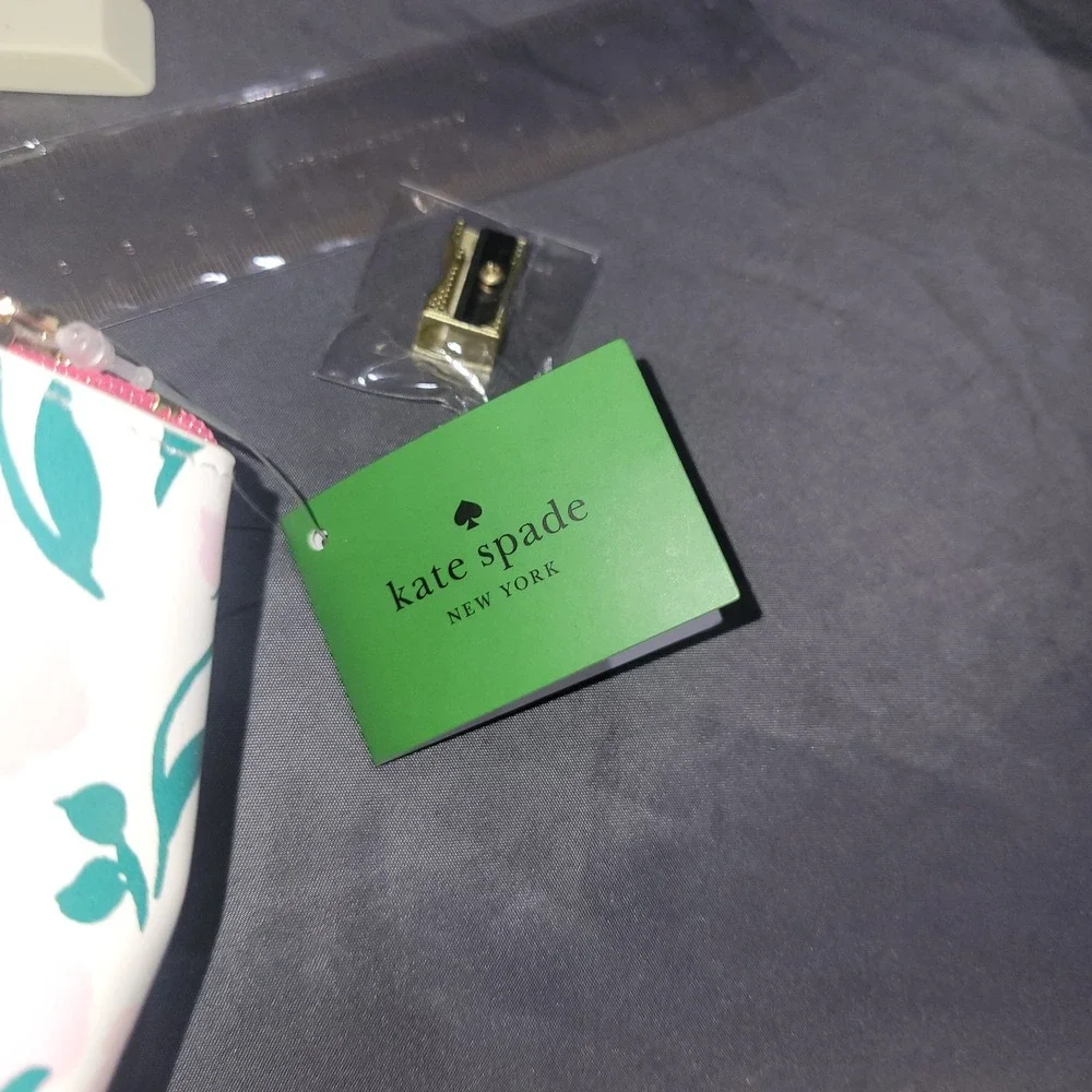 Kate Spade New York Floral Pencil Case Set with Ruler Eraser Sharpener NWT